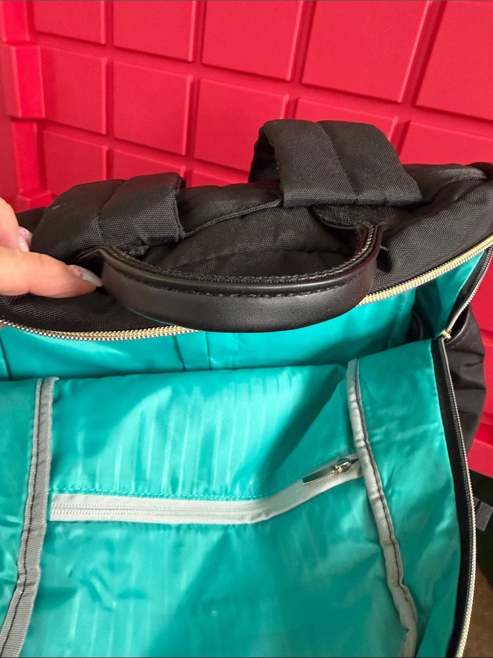 KROSER Black Laptop Backpack with Teal Interior